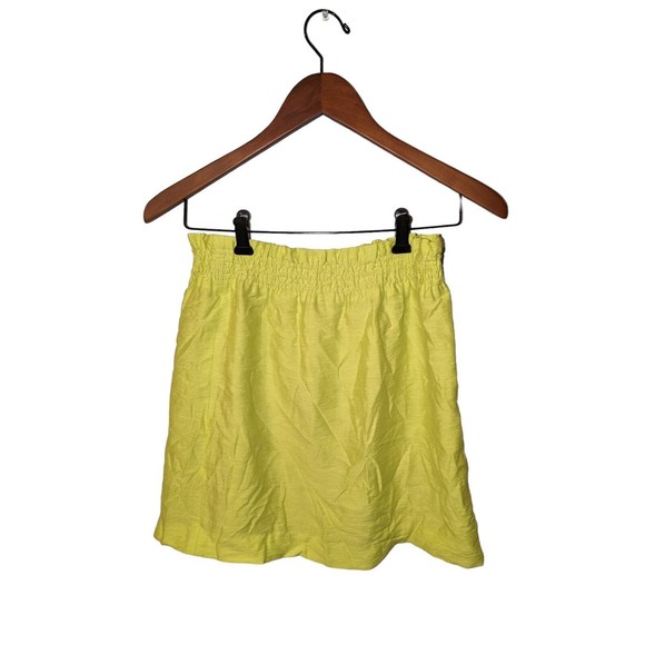 J Crew Lime Green Mini Skirt Paper Bag Waist Women's Size 4 - Picture 2 of 3